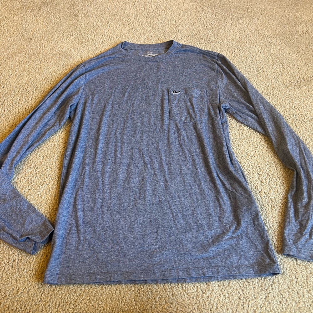 Vineyard Vines Heather Blue Long Sleeve Tee